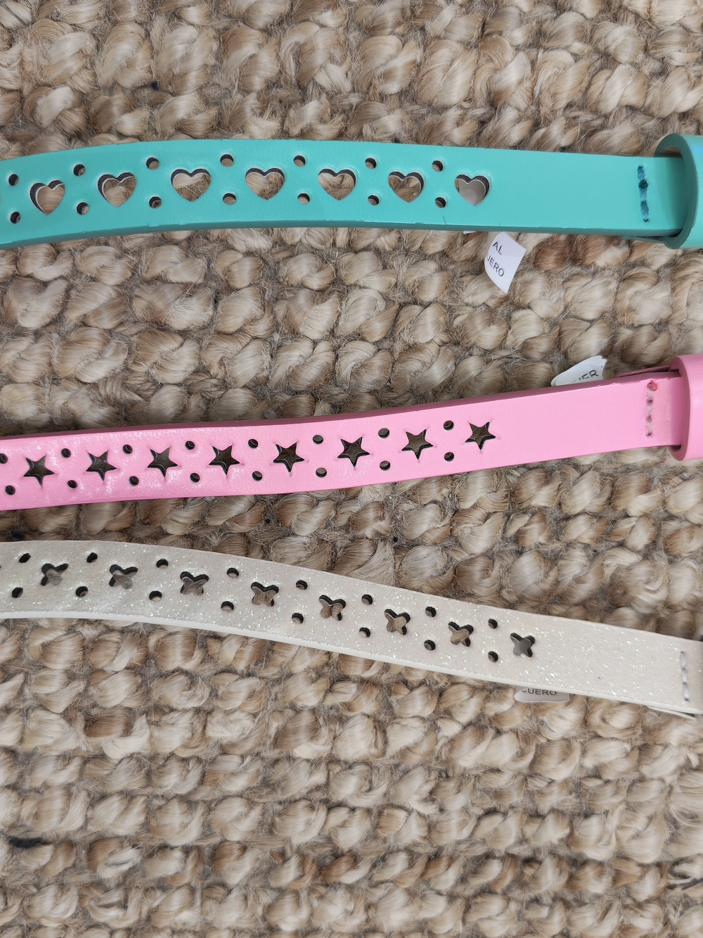 Target Kids Cutout Belt Trio - Teal, Pink & Cream Glitter
